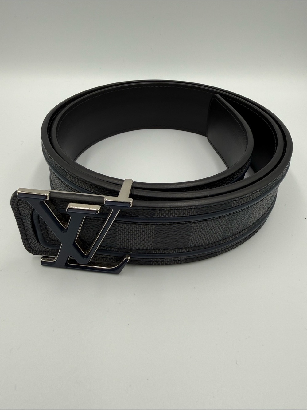 Louis Vuitton Black Damier Graphite LV Buckle Belt Size 36.
